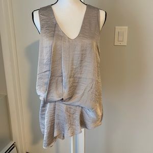 Silver Gray silk look, flowing blouse